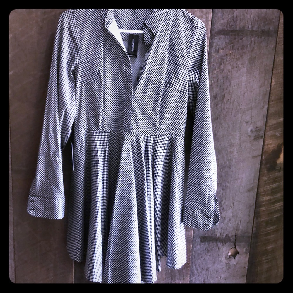 Black and White Checked Cotton Shirtdress